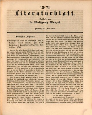 Morgenblatt für gebildete Leser (Morgenblatt für gebildete Stände) Montag 13. Juli 1840