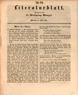 Morgenblatt für gebildete Leser (Morgenblatt für gebildete Stände) Montag 20. Juli 1840