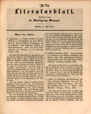 Morgenblatt für gebildete Leser (Morgenblatt für gebildete Stände) Freitag 24. Juli 1840