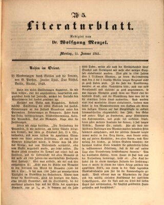 Morgenblatt für gebildete Leser (Morgenblatt für gebildete Stände) Montag 11. Januar 1841