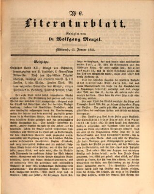 Morgenblatt für gebildete Leser (Morgenblatt für gebildete Stände) Mittwoch 13. Januar 1841