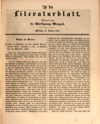 Morgenblatt für gebildete Leser (Morgenblatt für gebildete Stände) Montag 25. Januar 1841