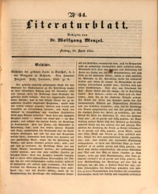 Morgenblatt für gebildete Leser (Morgenblatt für gebildete Stände) Freitag 30. April 1841