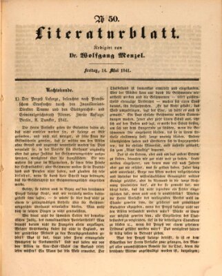 Morgenblatt für gebildete Leser (Morgenblatt für gebildete Stände) Freitag 14. Mai 1841