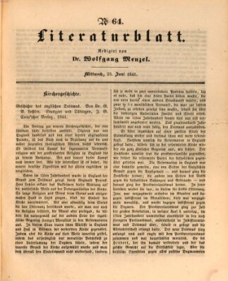 Morgenblatt für gebildete Leser (Morgenblatt für gebildete Stände) Mittwoch 23. Juni 1841