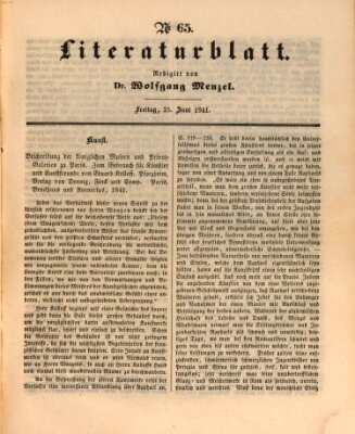 Morgenblatt für gebildete Leser (Morgenblatt für gebildete Stände) Freitag 25. Juni 1841