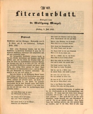 Morgenblatt für gebildete Leser (Morgenblatt für gebildete Stände) Freitag 2. Juli 1841
