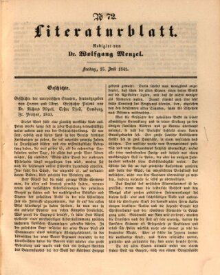 Morgenblatt für gebildete Leser (Morgenblatt für gebildete Stände) Freitag 16. Juli 1841