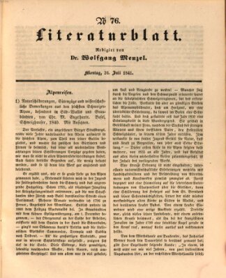 Morgenblatt für gebildete Leser (Morgenblatt für gebildete Stände) Montag 26. Juli 1841