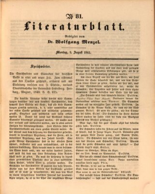 Morgenblatt für gebildete Leser (Morgenblatt für gebildete Stände) Montag 9. August 1841