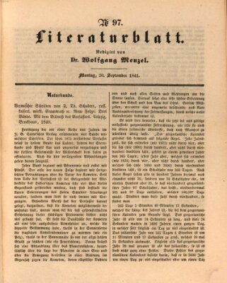 Morgenblatt für gebildete Leser (Morgenblatt für gebildete Stände) Montag 20. September 1841