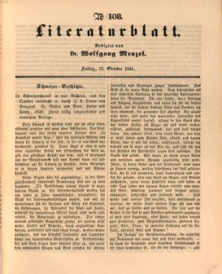 Morgenblatt für gebildete Leser (Morgenblatt für gebildete Stände) Freitag 22. Oktober 1841