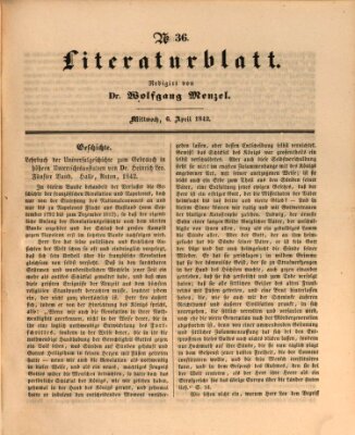 Morgenblatt für gebildete Leser (Morgenblatt für gebildete Stände) Mittwoch 6. April 1842