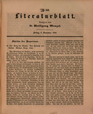 Morgenblatt für gebildete Leser (Morgenblatt für gebildete Stände) Freitag 2. September 1842
