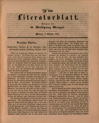Morgenblatt für gebildete Leser (Morgenblatt für gebildete Stände) Montag 3. Oktober 1842