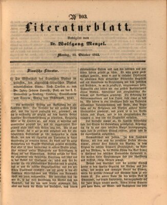 Morgenblatt für gebildete Leser (Morgenblatt für gebildete Stände) Montag 10. Oktober 1842