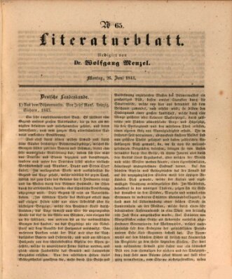 Morgenblatt für gebildete Leser (Morgenblatt für gebildete Stände) Montag 26. Juni 1843