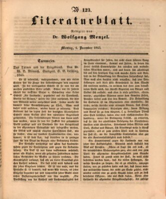 Morgenblatt für gebildete Leser (Morgenblatt für gebildete Stände) Montag 4. Dezember 1843