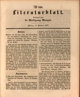 Morgenblatt für gebildete Leser (Morgenblatt für gebildete Stände) Montag 18. Dezember 1843