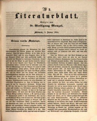 Morgenblatt für gebildete Leser (Morgenblatt für gebildete Stände) Mittwoch 3. Januar 1844