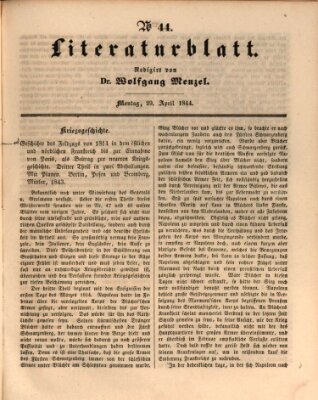 Morgenblatt für gebildete Leser (Morgenblatt für gebildete Stände) Montag 29. April 1844
