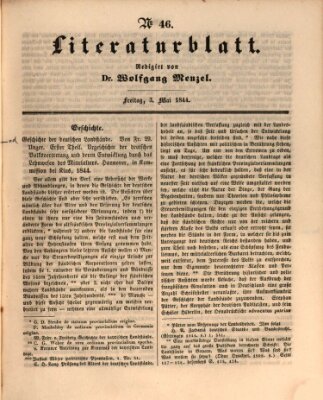 Morgenblatt für gebildete Leser (Morgenblatt für gebildete Stände) Freitag 3. Mai 1844