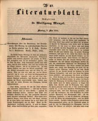Morgenblatt für gebildete Leser (Morgenblatt für gebildete Stände) Montag 6. Mai 1844