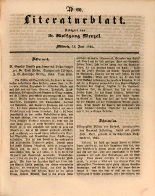 Morgenblatt für gebildete Leser (Morgenblatt für gebildete Stände) Mittwoch 12. Juni 1844