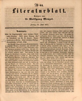 Morgenblatt für gebildete Leser (Morgenblatt für gebildete Stände) Freitag 21. Juni 1844