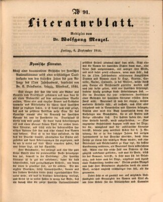 Morgenblatt für gebildete Leser (Morgenblatt für gebildete Stände) Freitag 6. September 1844