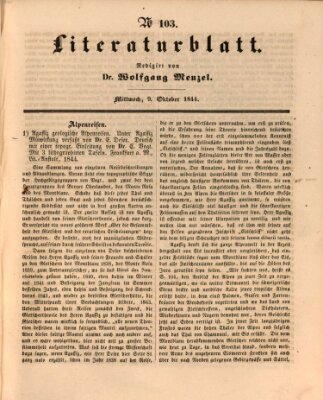 Morgenblatt für gebildete Leser (Morgenblatt für gebildete Stände) Mittwoch 9. Oktober 1844