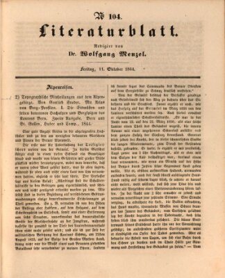 Morgenblatt für gebildete Leser (Morgenblatt für gebildete Stände) Freitag 11. Oktober 1844