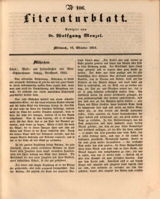 Morgenblatt für gebildete Leser (Morgenblatt für gebildete Stände) Mittwoch 16. Oktober 1844