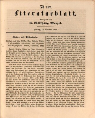 Morgenblatt für gebildete Leser (Morgenblatt für gebildete Stände) Freitag 18. Oktober 1844