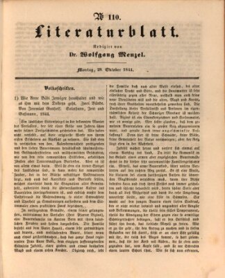 Morgenblatt für gebildete Leser (Morgenblatt für gebildete Stände) Montag 28. Oktober 1844