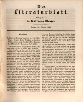 Morgenblatt für gebildete Leser (Morgenblatt für gebildete Stände) Freitag 28. Februar 1845