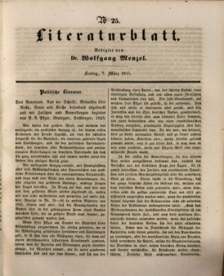Morgenblatt für gebildete Leser (Morgenblatt für gebildete Stände) Freitag 7. März 1845