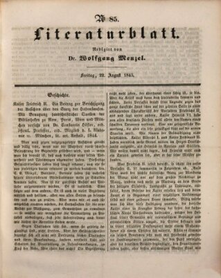 Morgenblatt für gebildete Leser (Morgenblatt für gebildete Stände) Freitag 22. August 1845