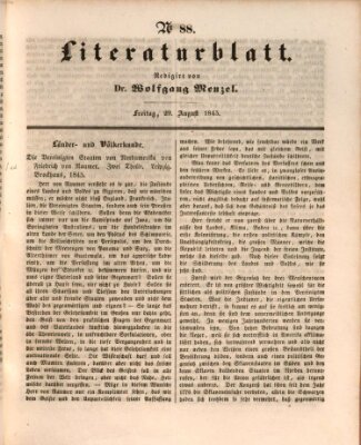 Morgenblatt für gebildete Leser (Morgenblatt für gebildete Stände) Freitag 29. August 1845