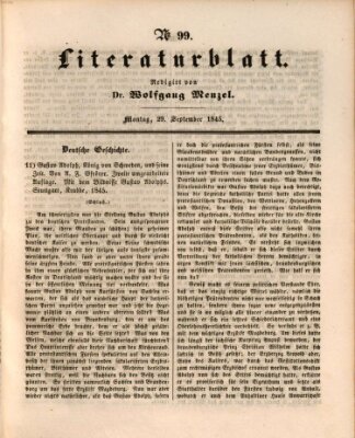 Morgenblatt für gebildete Leser (Morgenblatt für gebildete Stände) Montag 29. September 1845
