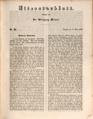 Morgenblatt für gebildete Leser (Morgenblatt für gebildete Stände) Dienstag 17. März 1846