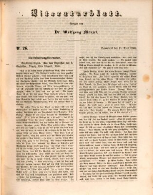 Morgenblatt für gebildete Leser (Morgenblatt für gebildete Stände) Samstag 11. April 1846