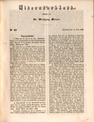 Morgenblatt für gebildete Leser (Morgenblatt für gebildete Stände) Samstag 13. Juni 1846