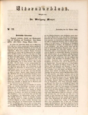 Morgenblatt für gebildete Leser (Morgenblatt für gebildete Stände) Donnerstag 29. Oktober 1846