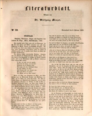 Morgenblatt für gebildete Leser (Morgenblatt für gebildete Stände) Samstag 6. Februar 1847