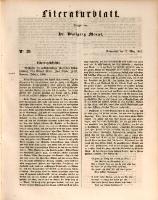 Morgenblatt für gebildete Leser (Morgenblatt für gebildete Stände) Samstag 13. März 1847