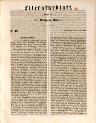 Morgenblatt für gebildete Leser (Morgenblatt für gebildete Stände) Samstag 10. Juli 1847