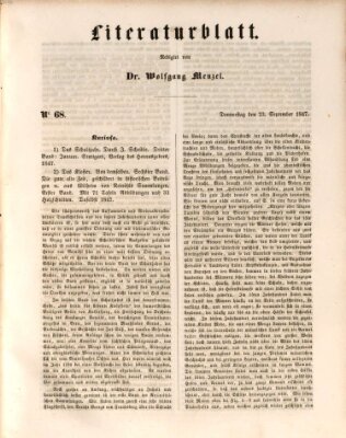 Morgenblatt für gebildete Leser (Morgenblatt für gebildete Stände) Donnerstag 23. September 1847