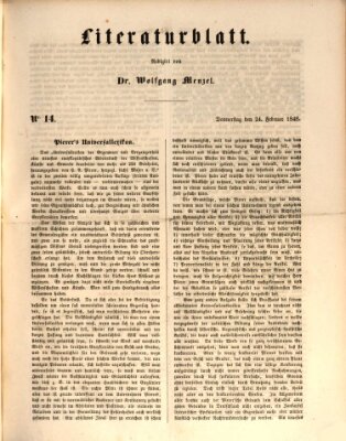 Morgenblatt für gebildete Leser (Morgenblatt für gebildete Stände) Donnerstag 24. Februar 1848