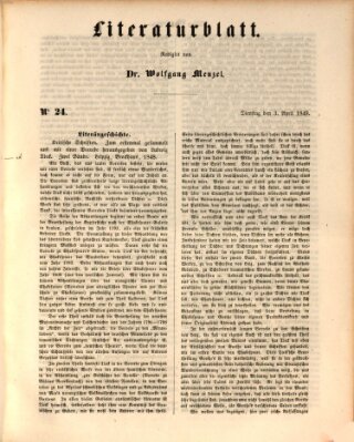 Morgenblatt für gebildete Leser (Morgenblatt für gebildete Stände) Dienstag 3. April 1849